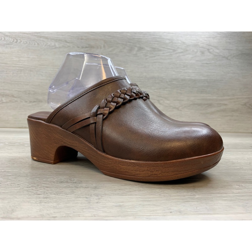 B.O.C. Born Women's Concept Brown Braided Strap Clogs Mules Platform Heel 9